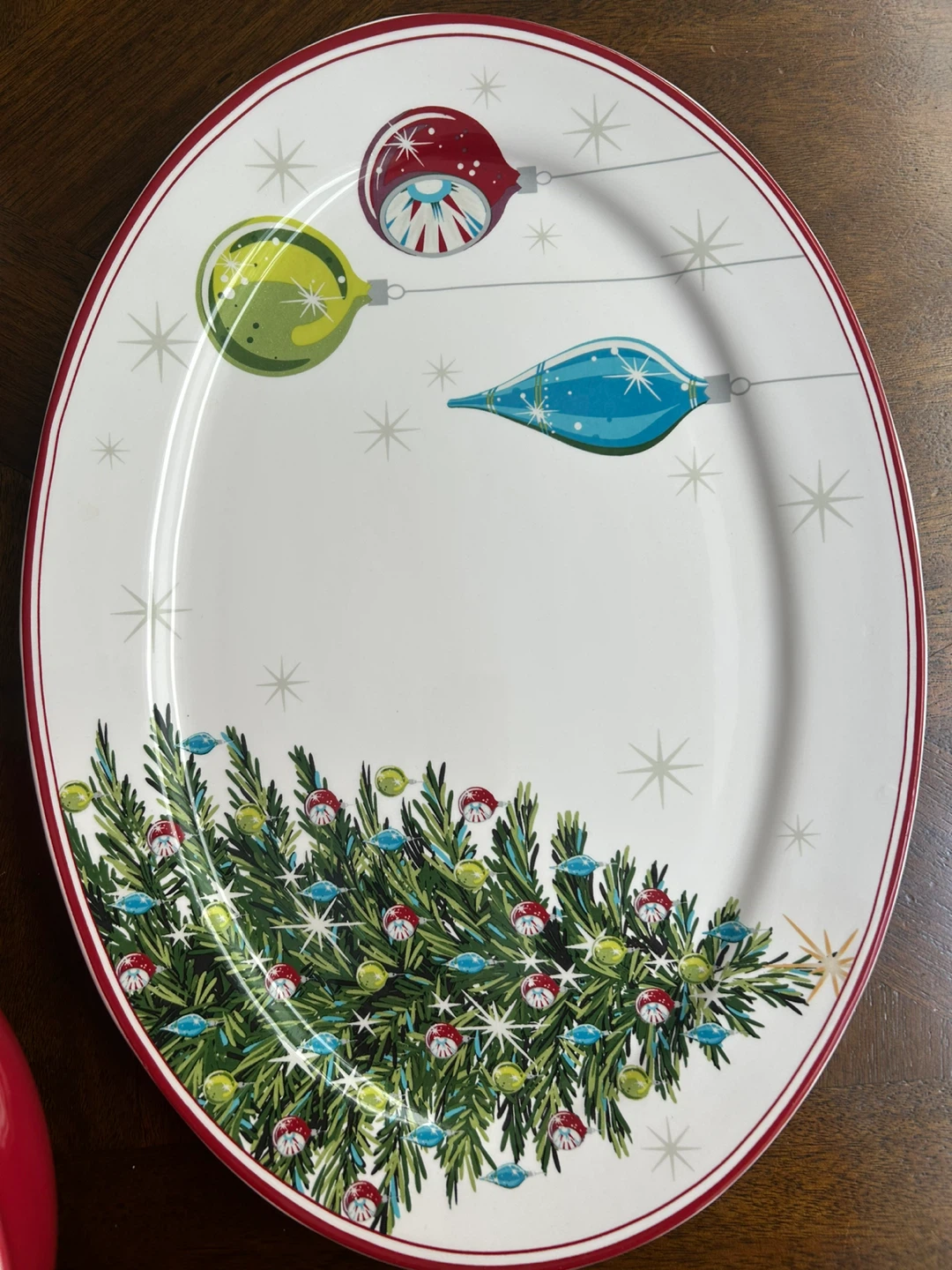 Red Christmas Tree Serving Bowl