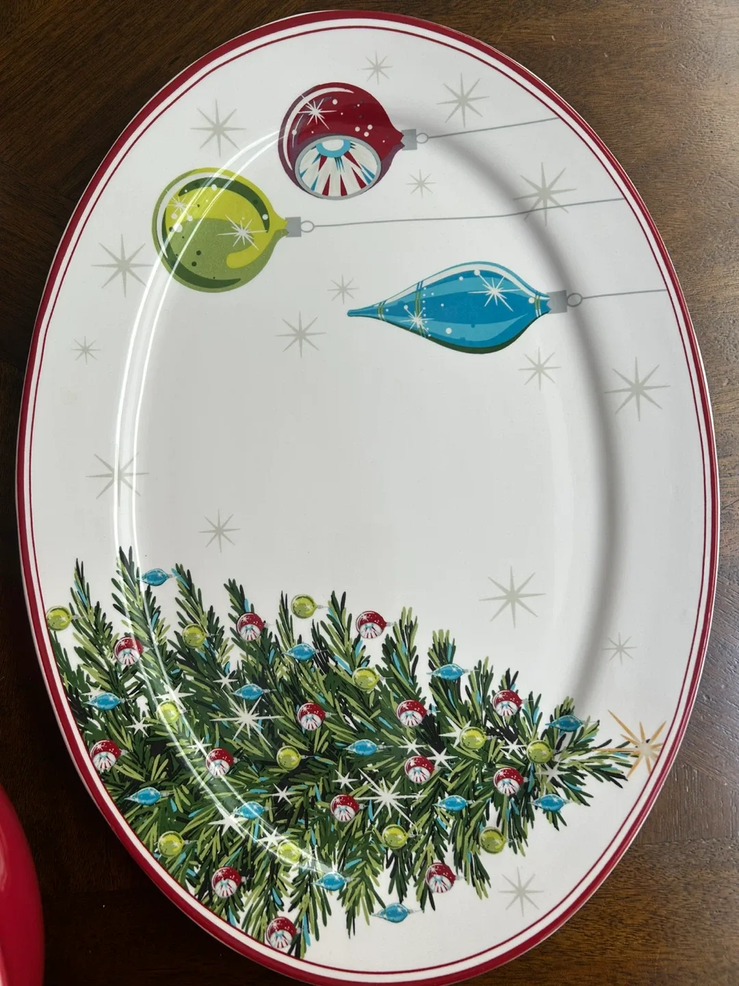 Red Christmas Tree Serving Bowl