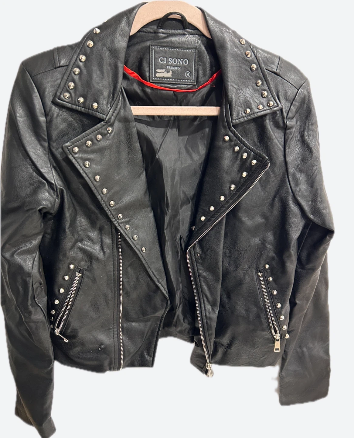 Black studded leather jacket