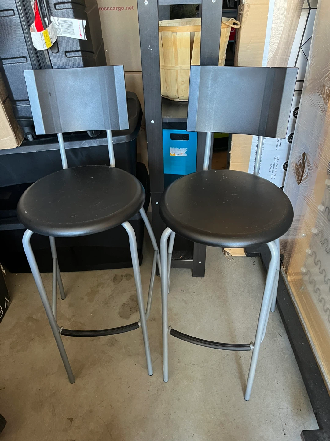 Set of 2 Black Bar Stools with Silver Legs - photo 2