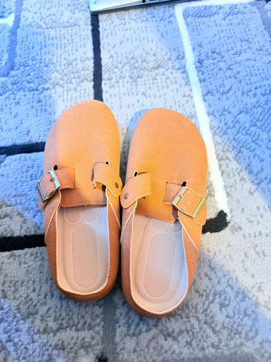 Orange Suede Clog Slippers