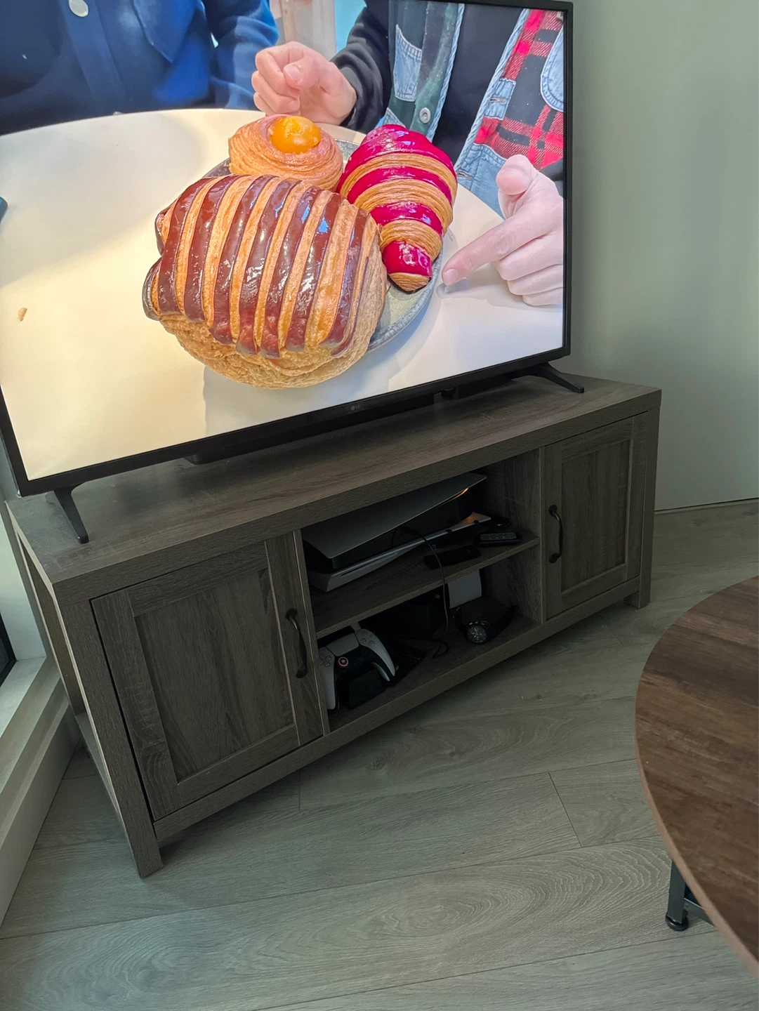 Grey TV Stand with Cabinet Storage - photo 2