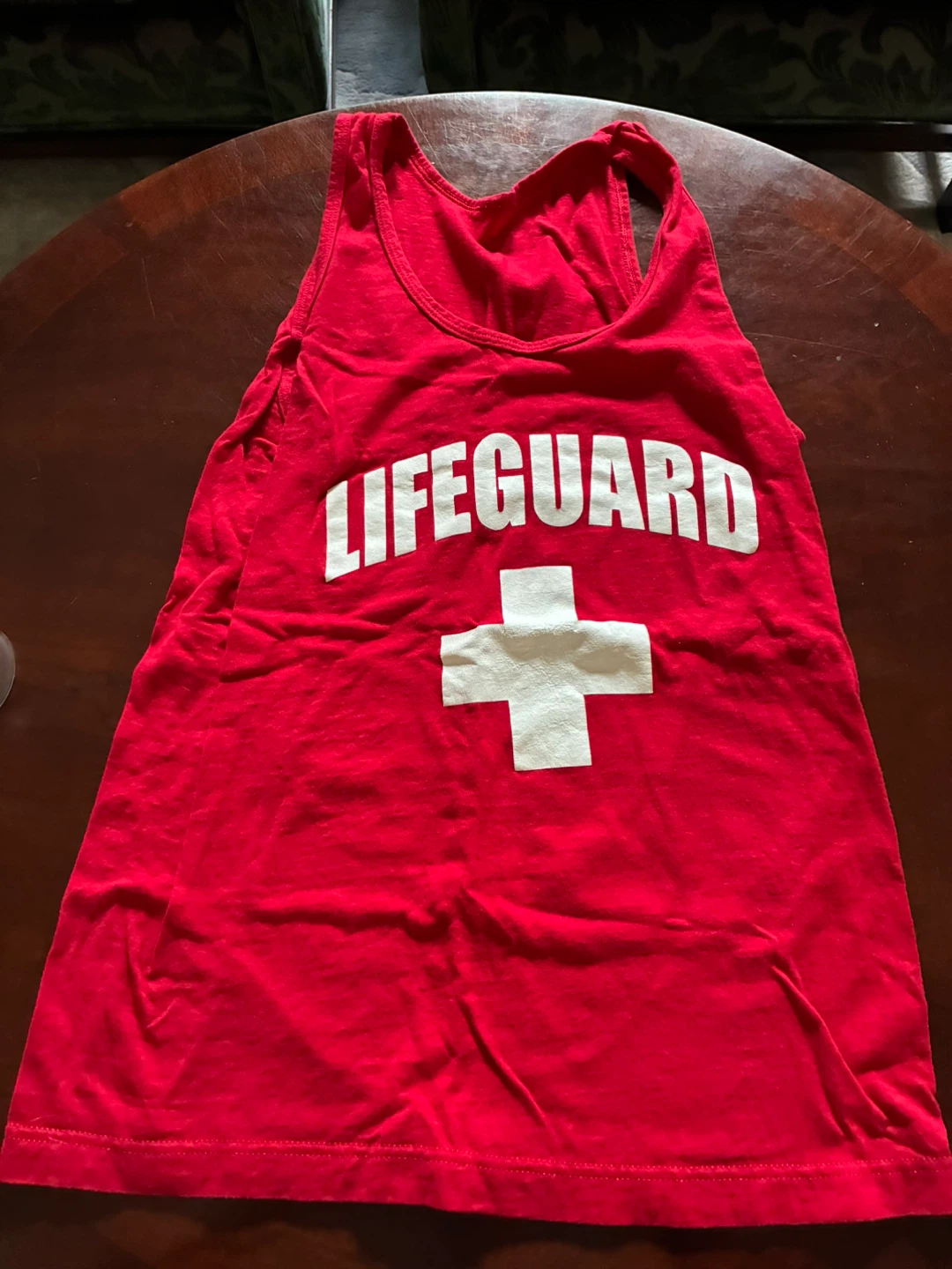 $5 size s/m Men's Tank Top Lifeguard White Red Cross uniform
