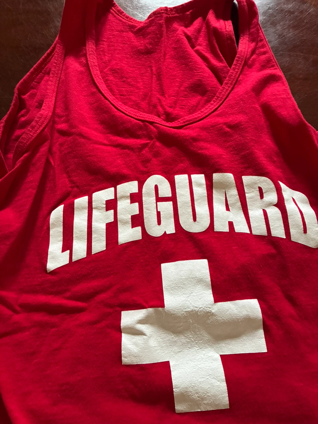 $5 size s/m Men's Tank Top Lifeguard White Red Cross uniform - photo 4