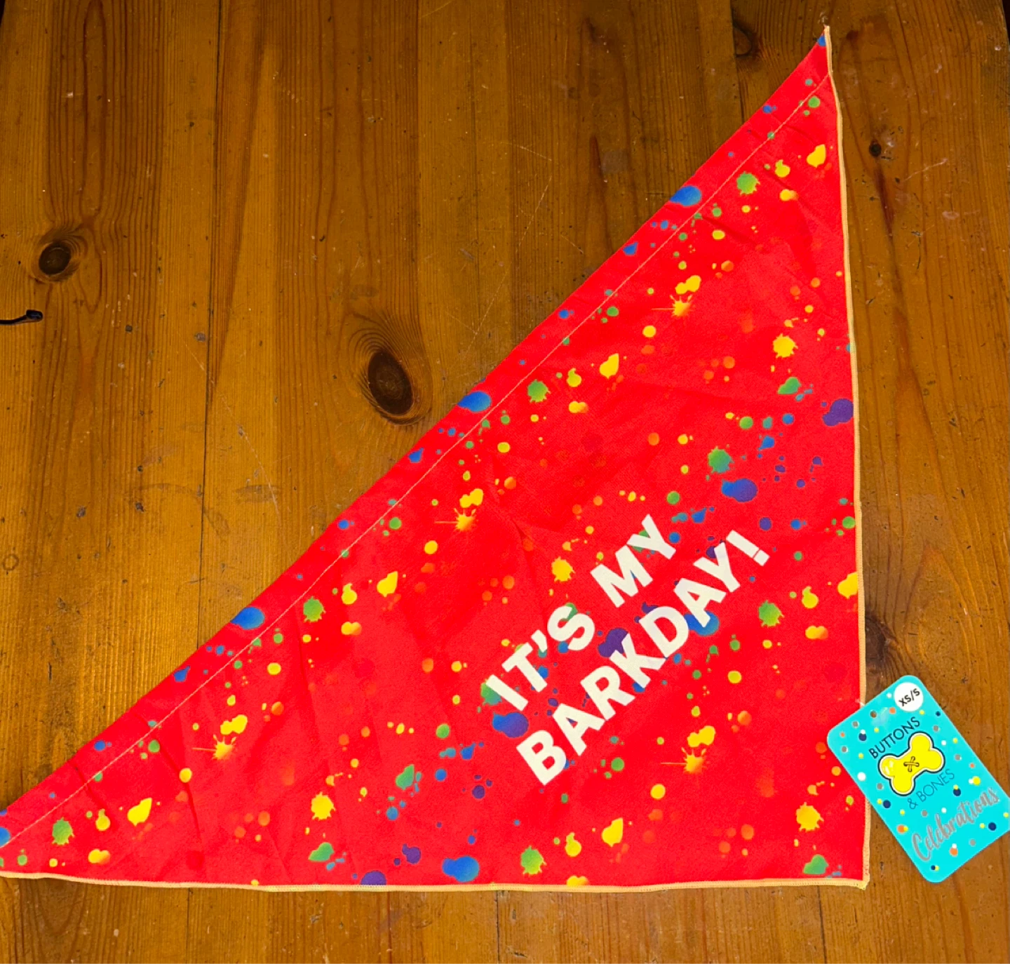 Buttons & Bows NEW  "It's My BarkDay!" Dog Bandana XS/S ⚽️