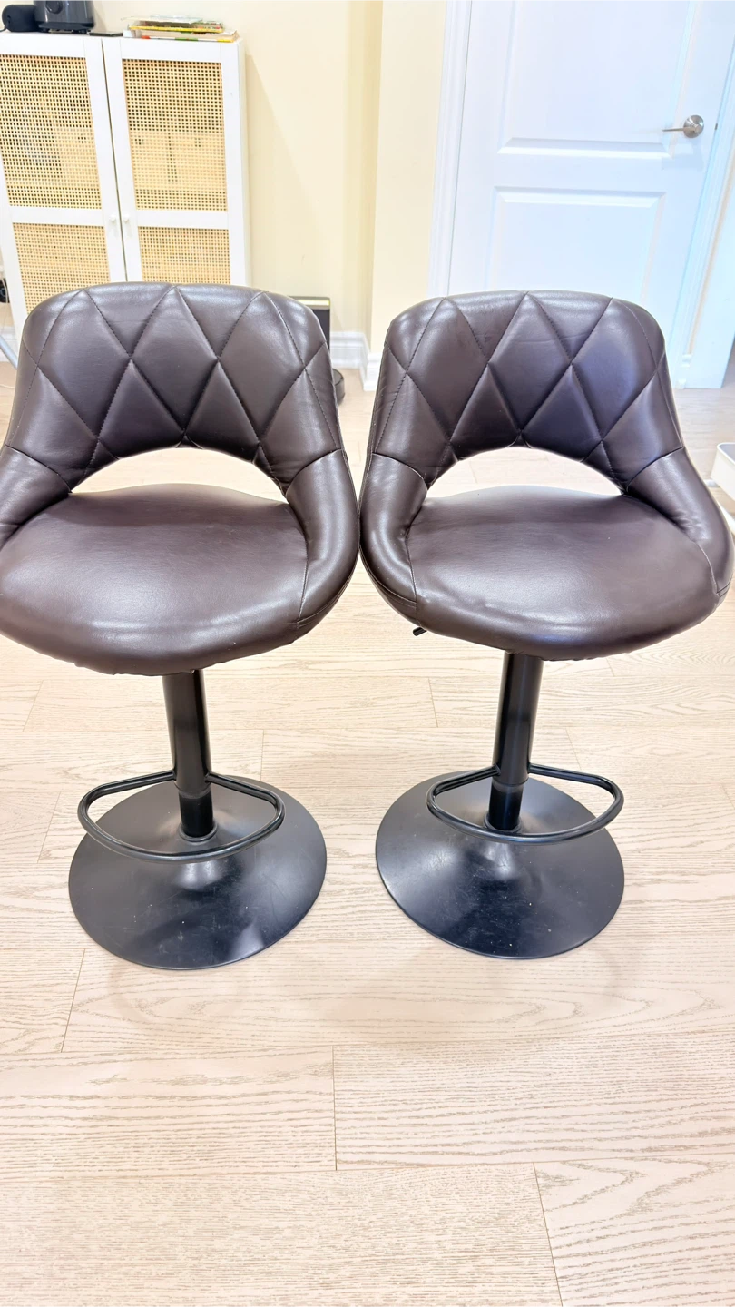 Set of 2 Brown Faux Leather Bar Stools
