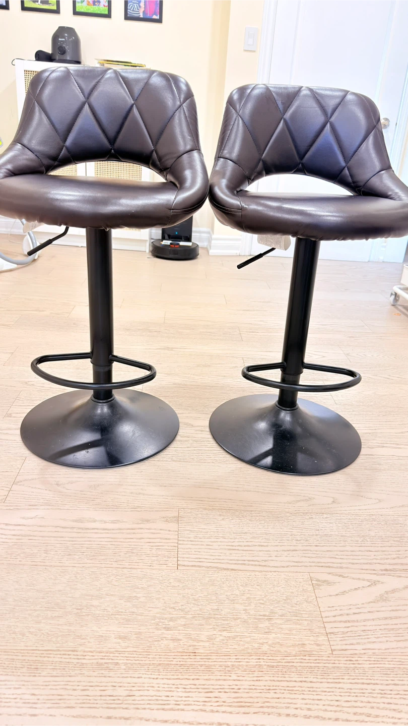 Set of 2 Brown Faux Leather Bar Stools - photo 3