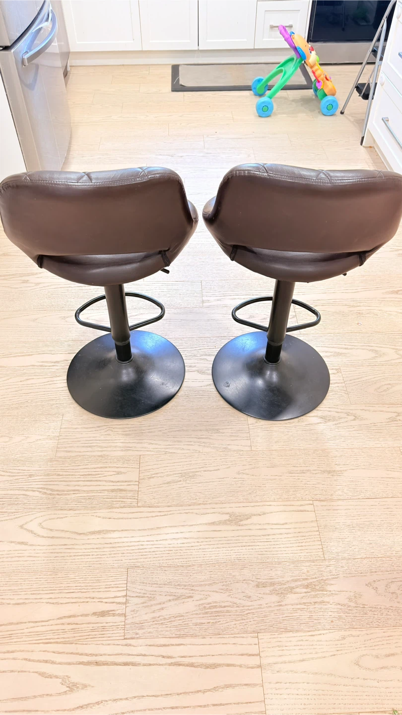 Set of 2 Brown Faux Leather Bar Stools - photo 4