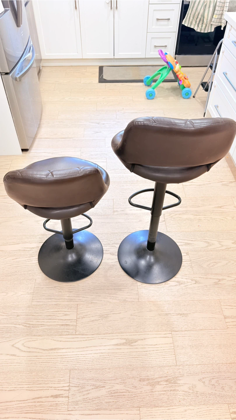 Set of 2 Brown Faux Leather Bar Stools - photo 5