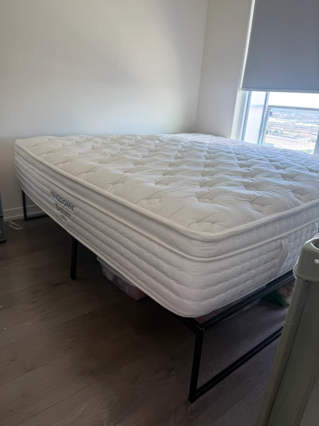 King bed mattress and metal base