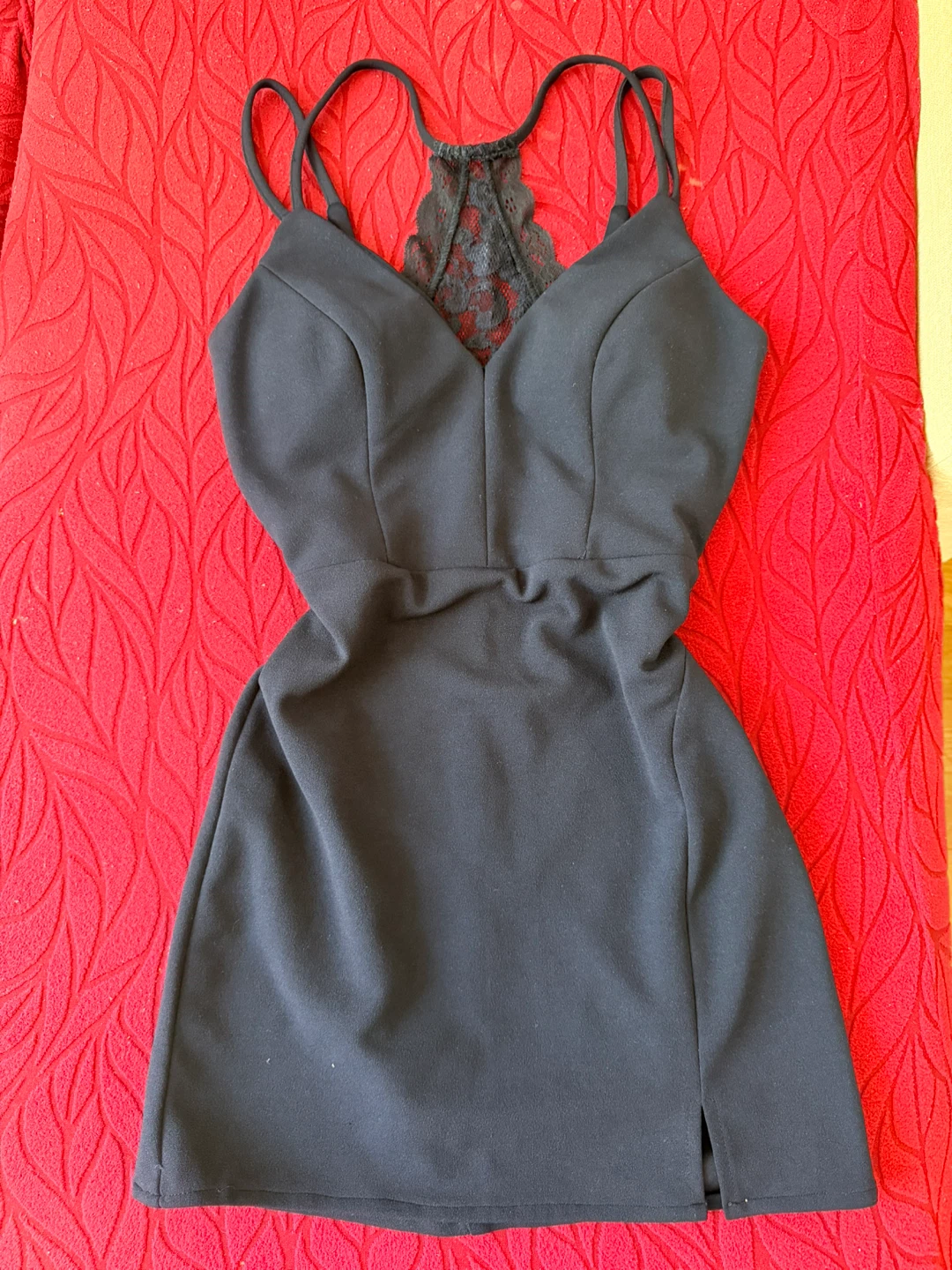 Black blue Lace Back Mini Dress