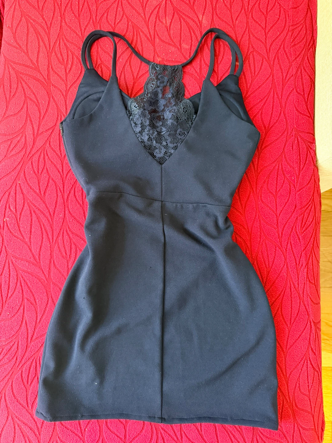 Black blue Lace Back Mini Dress - photo 2