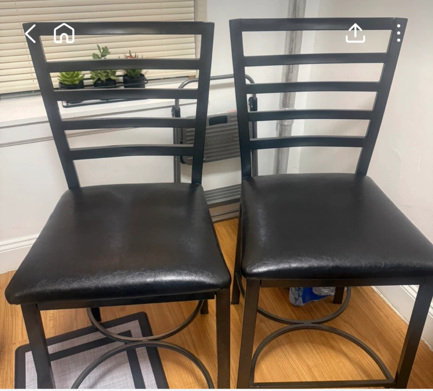 Black Faux Leather Swivel Bar Stools (Set of 2)