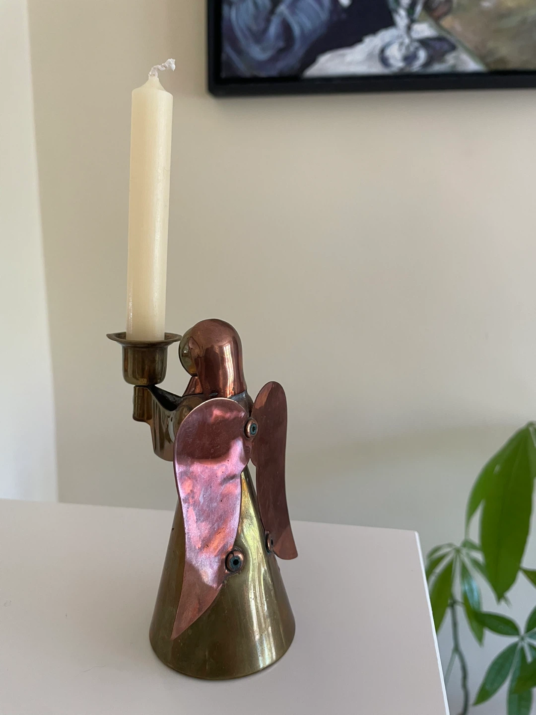 Vintage Brass Angel Candle Holder – approx 5” Tall – $5 - photo 2
