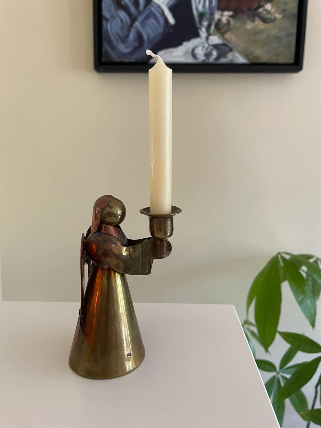Vintage Brass Angel Candle Holder – approx 5” Tall – $5