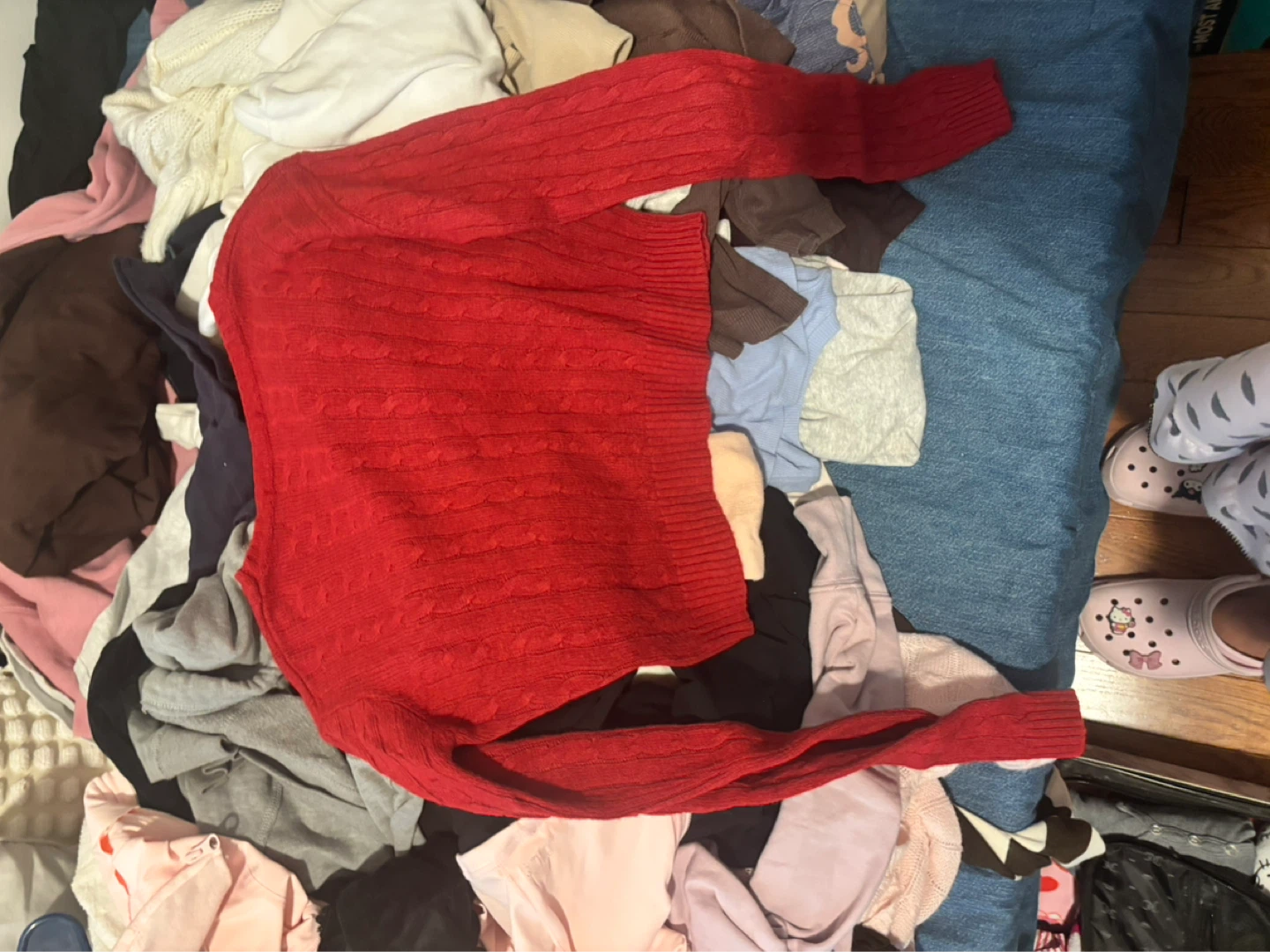 Brandy Melville Red Cable Knit Sweater - photo 3