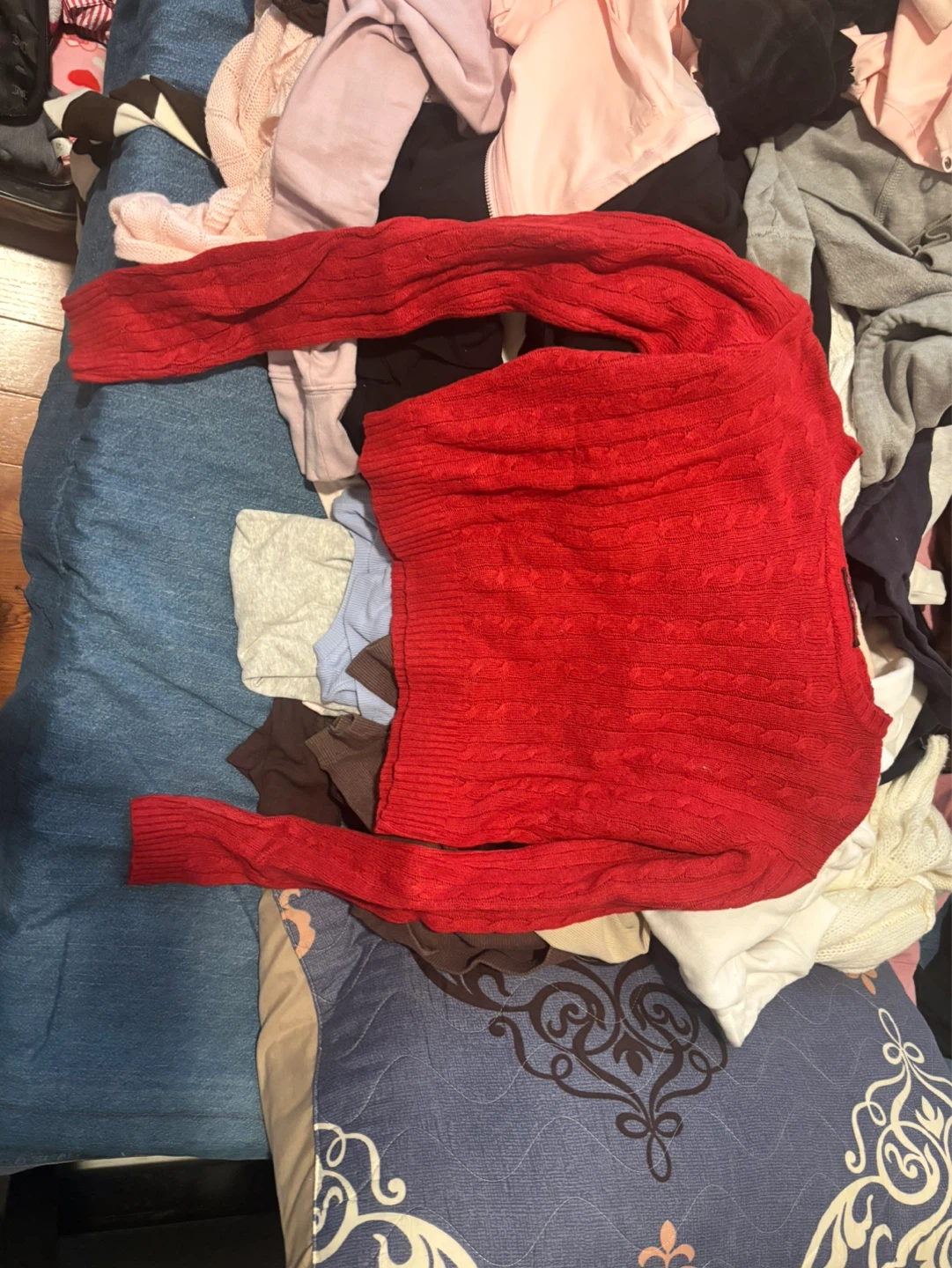 Brandy Melville Red Cable Knit Sweater