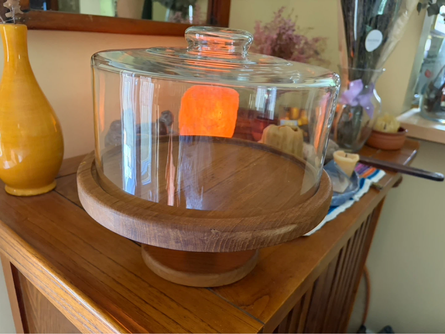 Gailstyn-Sutton Teakwood Cake Stand with Glass Dome - photo 2