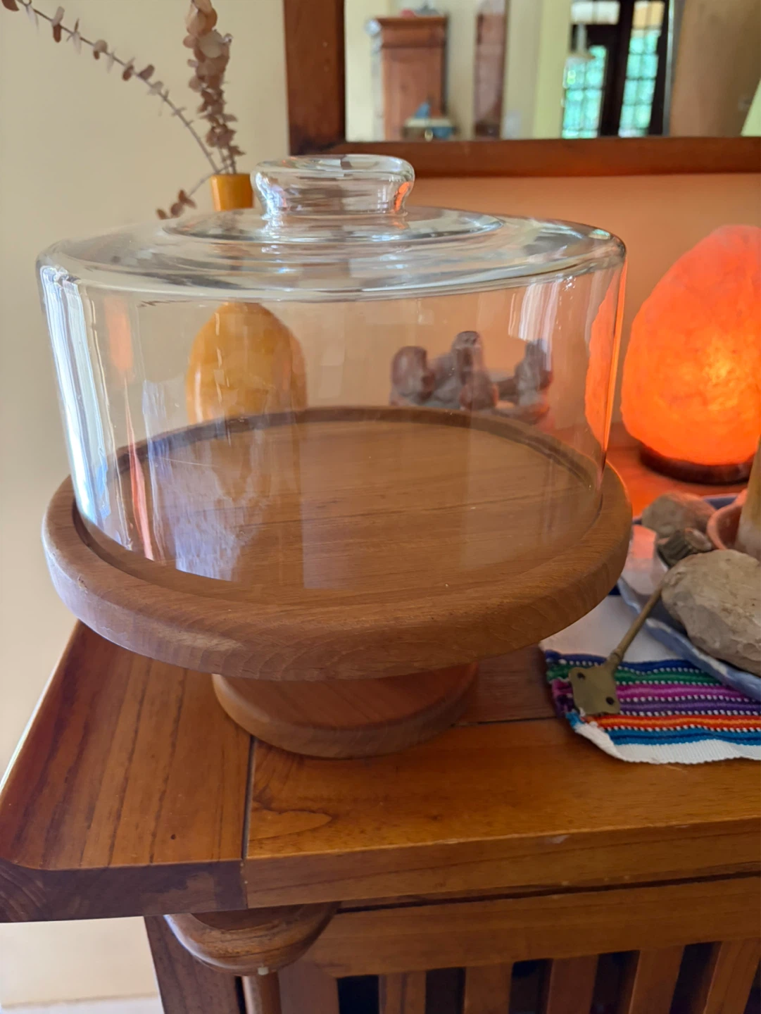 Gailstyn-Sutton Teakwood Cake Stand with Glass Dome
