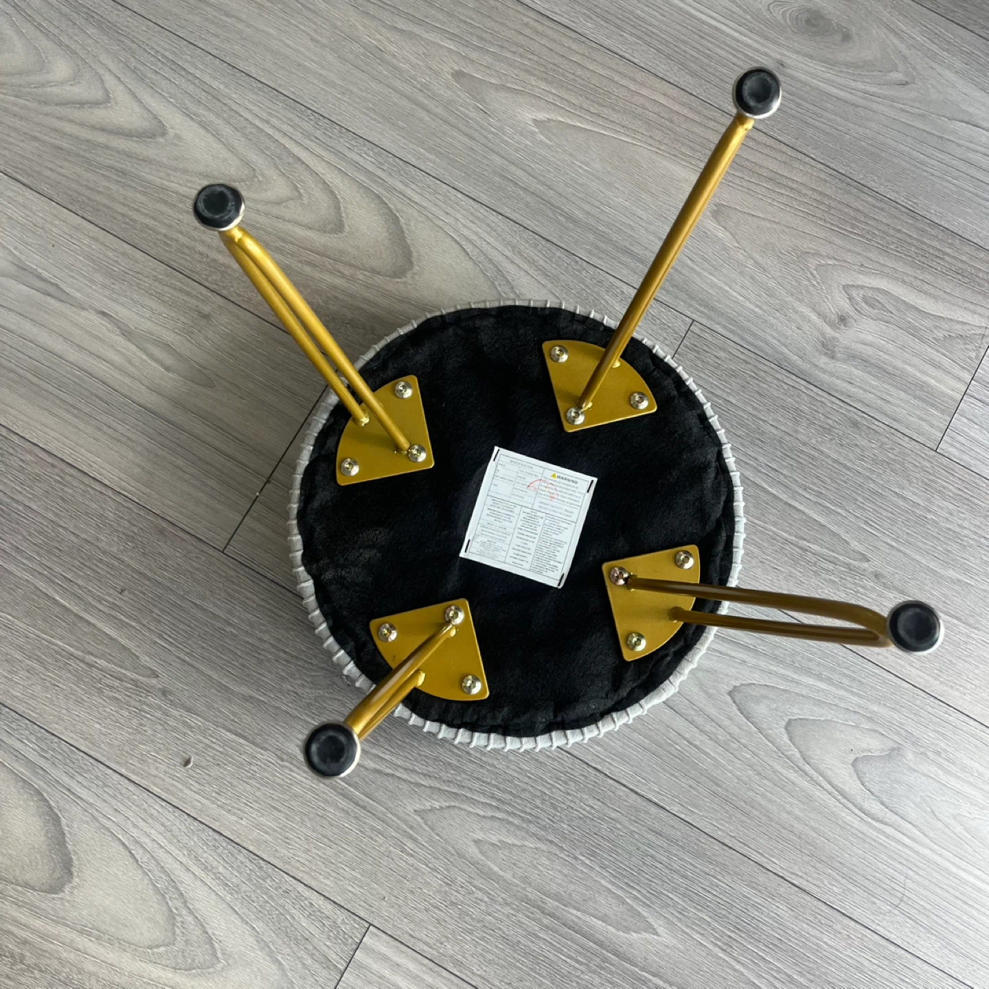 Grey Velvet Storage Stool with Gold Legs - photo 3