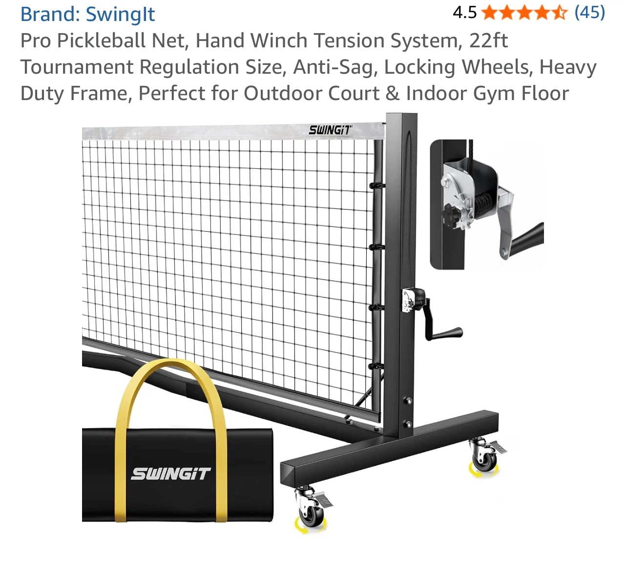 SwingIt Pro Pickleball Net - 22ft