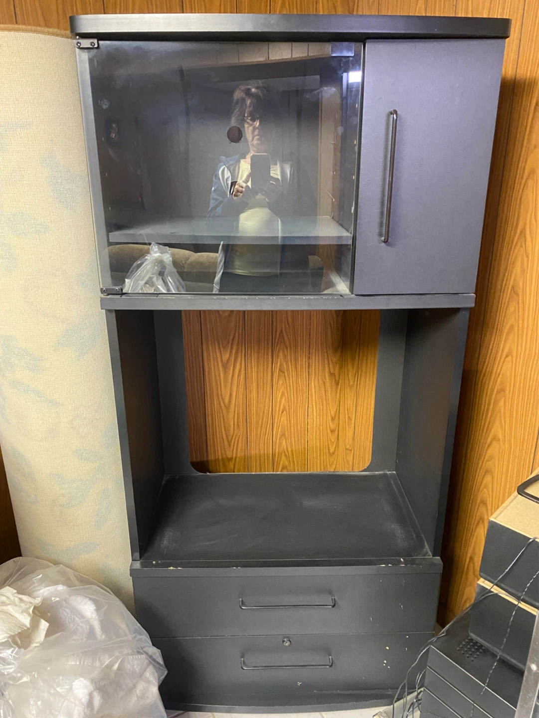 Glass Display Cabinet with Storage