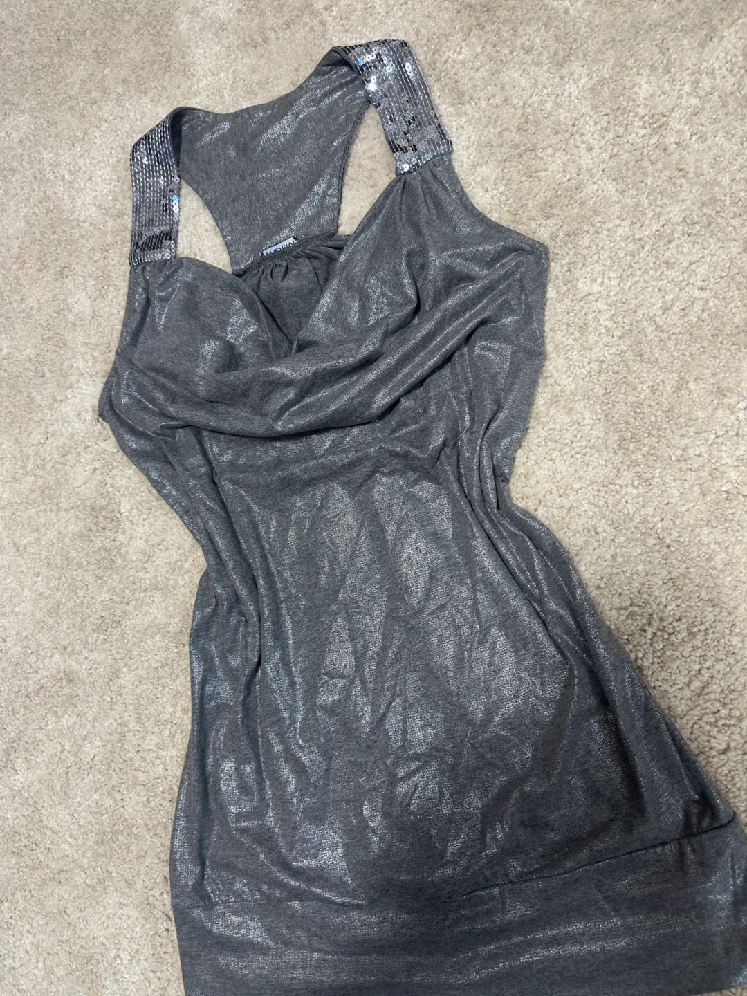 y2k Motivi Grey Sparkle Tank/Mini Dress with Sequins - photo 2