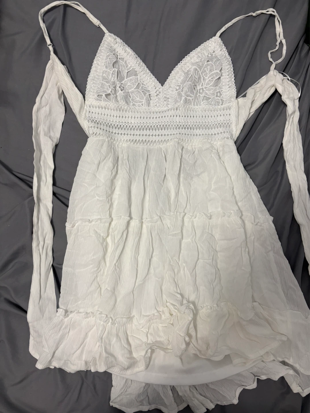 White Lace Trim Sundress