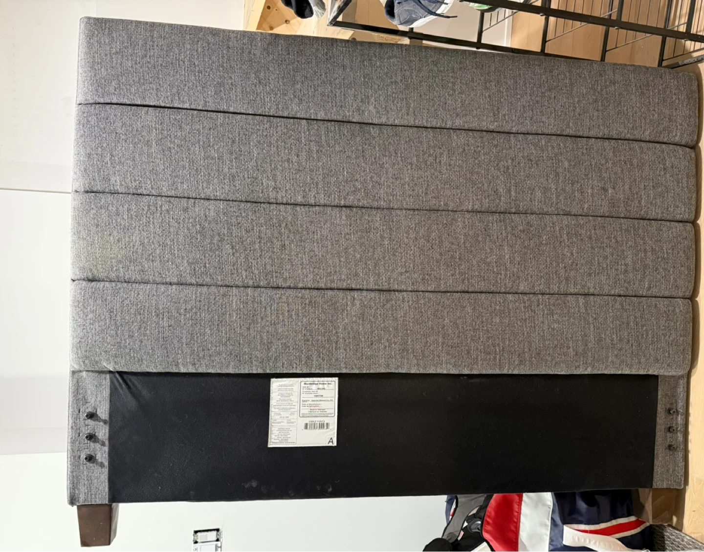 Grey Upholstered Headboard Queen Bed Frame - photo 4