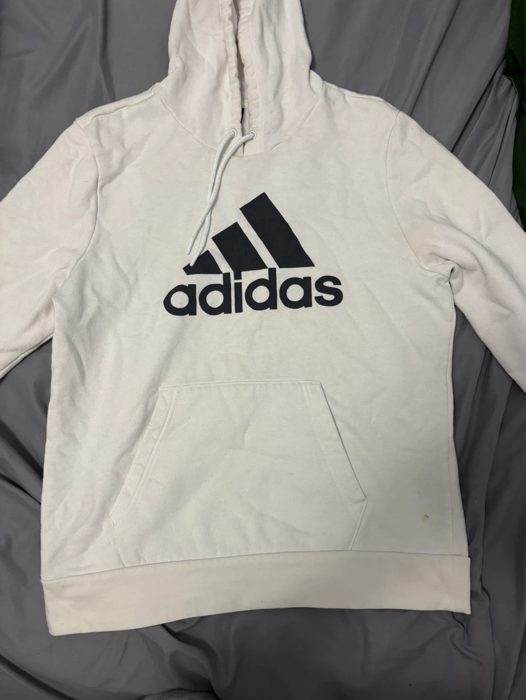 White Adidas Hoodie with Black Logo