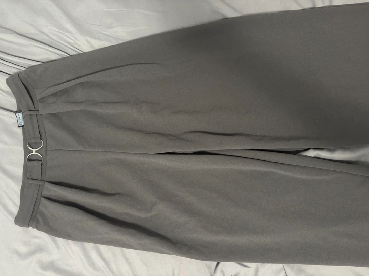 Grey Belted Wide Leg Pants