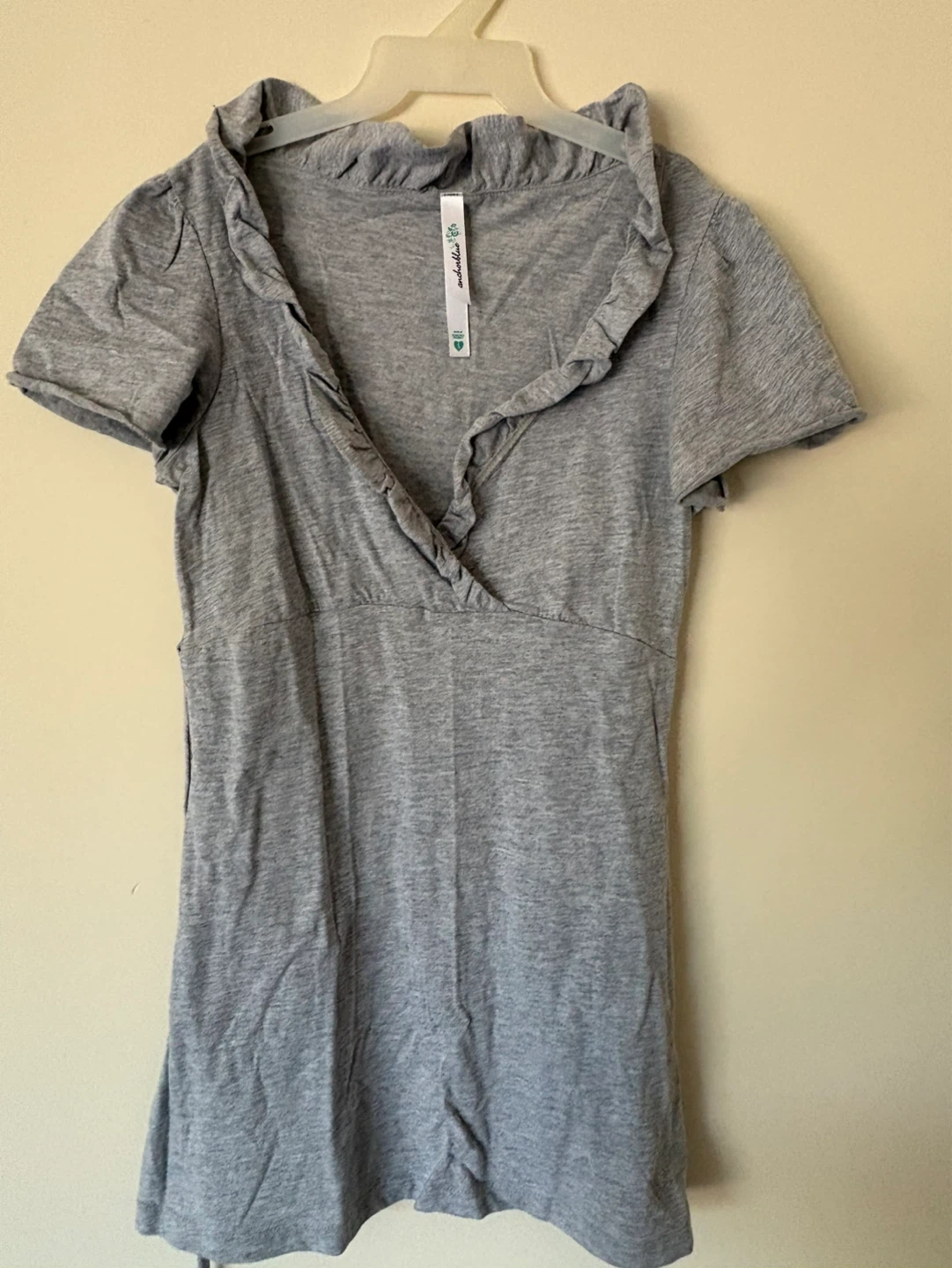 Anchor Blue Grey Top with Ruffle Collar