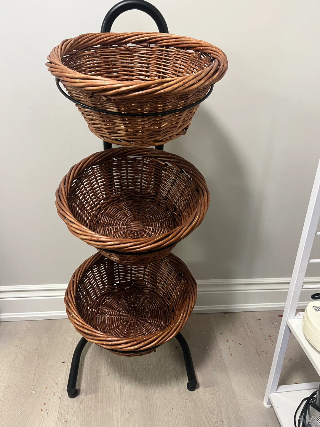 3-Tier Wicker Basket Stand