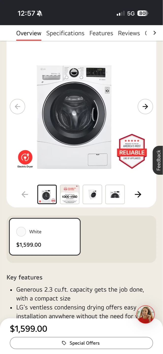 LG 2.3 cu. ft. Compact All-In-One Washer/Dryer - photo 2