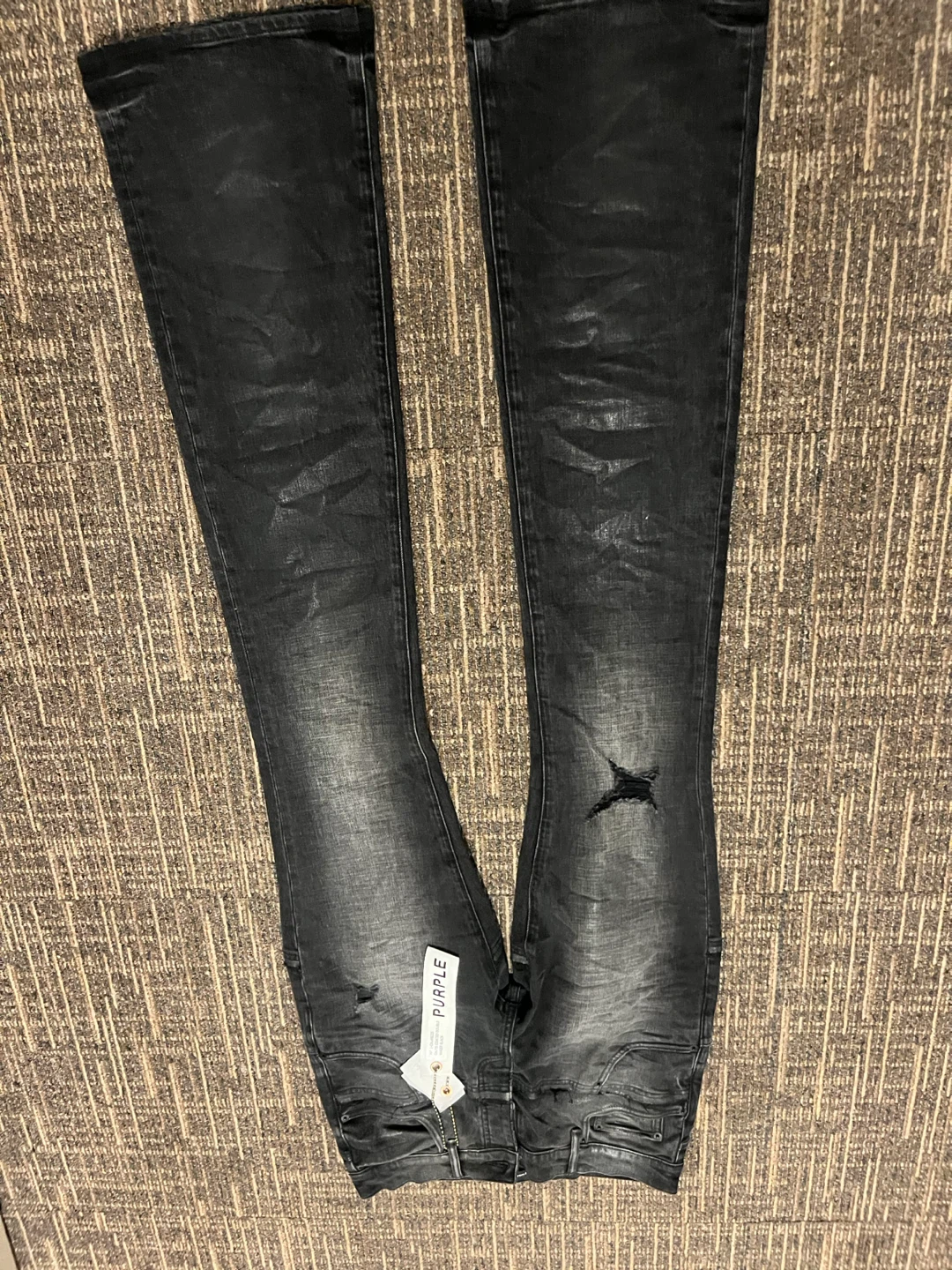 Purple Brand Black Distressed Flare Jeans