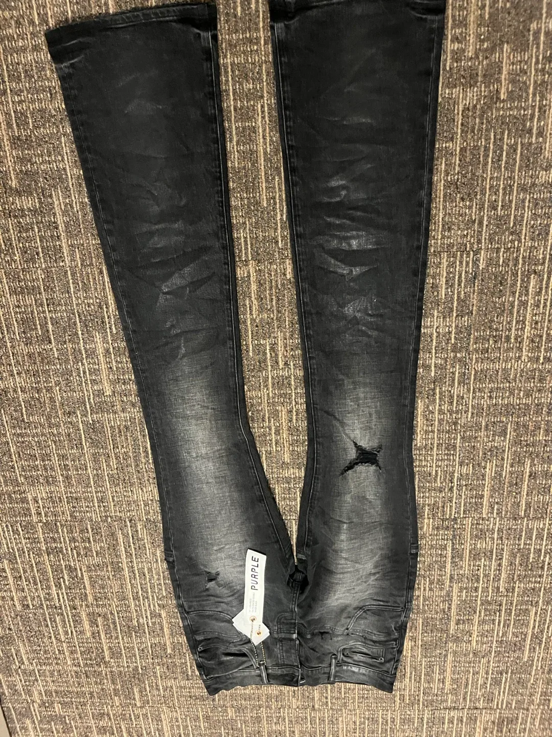 Purple Brand Black Distressed Flare Jeans
