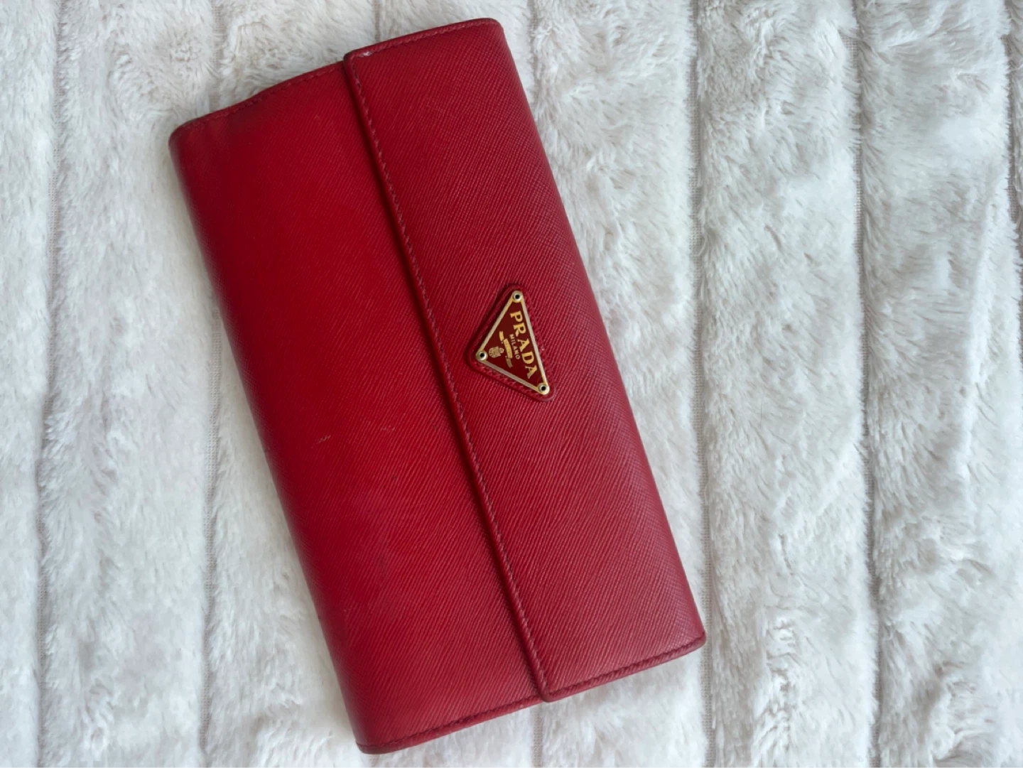 Cherry Red Prada Continental Wallet