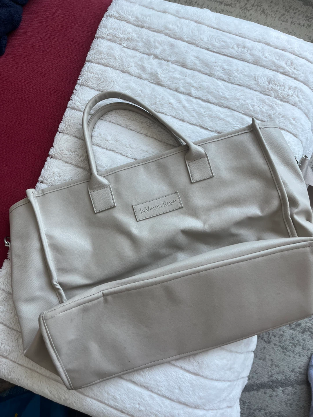 La Vie en Rose Beige Tote Bag