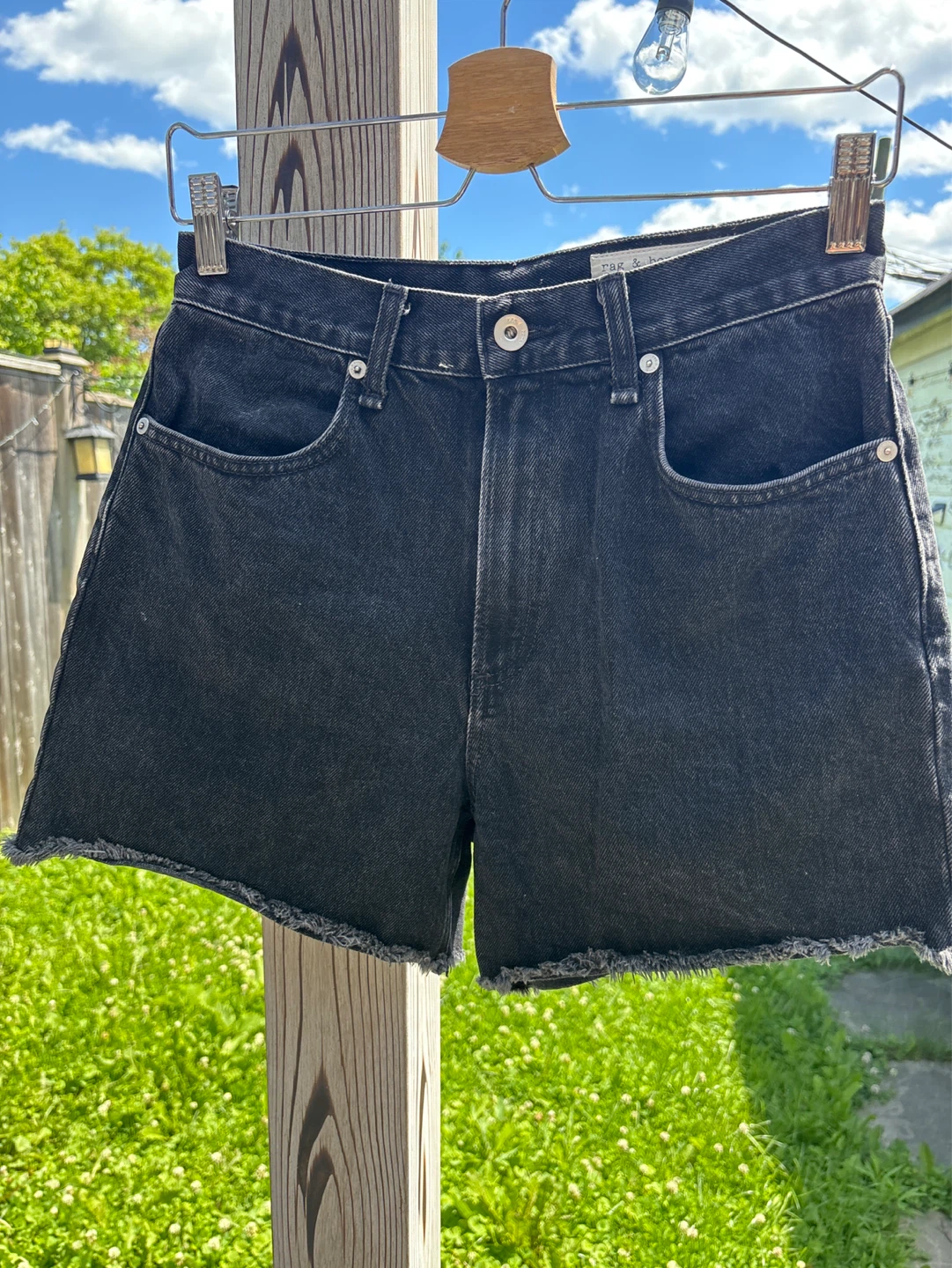 Rag & Bone Black Denim Cut-Off Shorts
