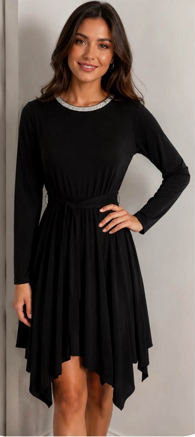 Michael Kors Black Embellished Neckline Dress