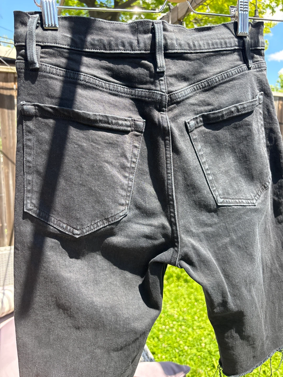 FRAME Black Denim Cutoff Shorts - photo 3