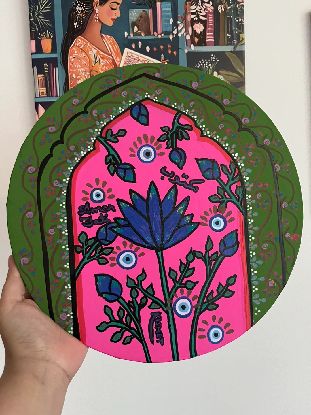 Hand-painted "Evil Eye" Wall Art, 12”