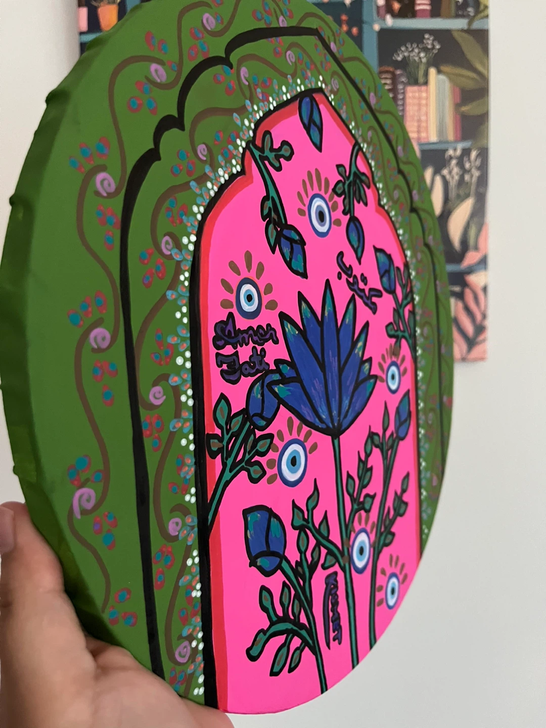 Hand-painted "Evil Eye" Wall Art, 12” - photo 2