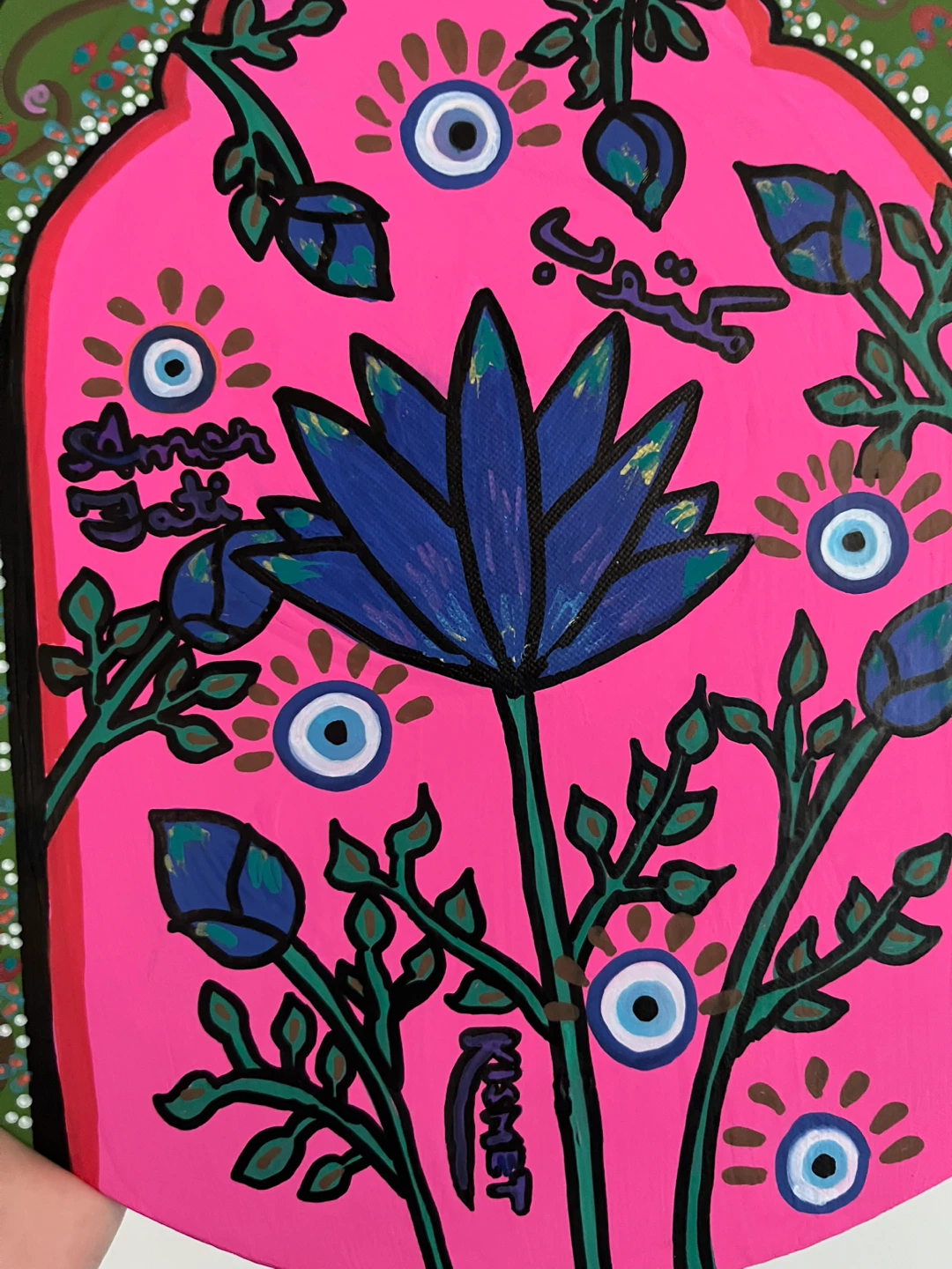 Hand-painted "Evil Eye" Wall Art, 12” - photo 3