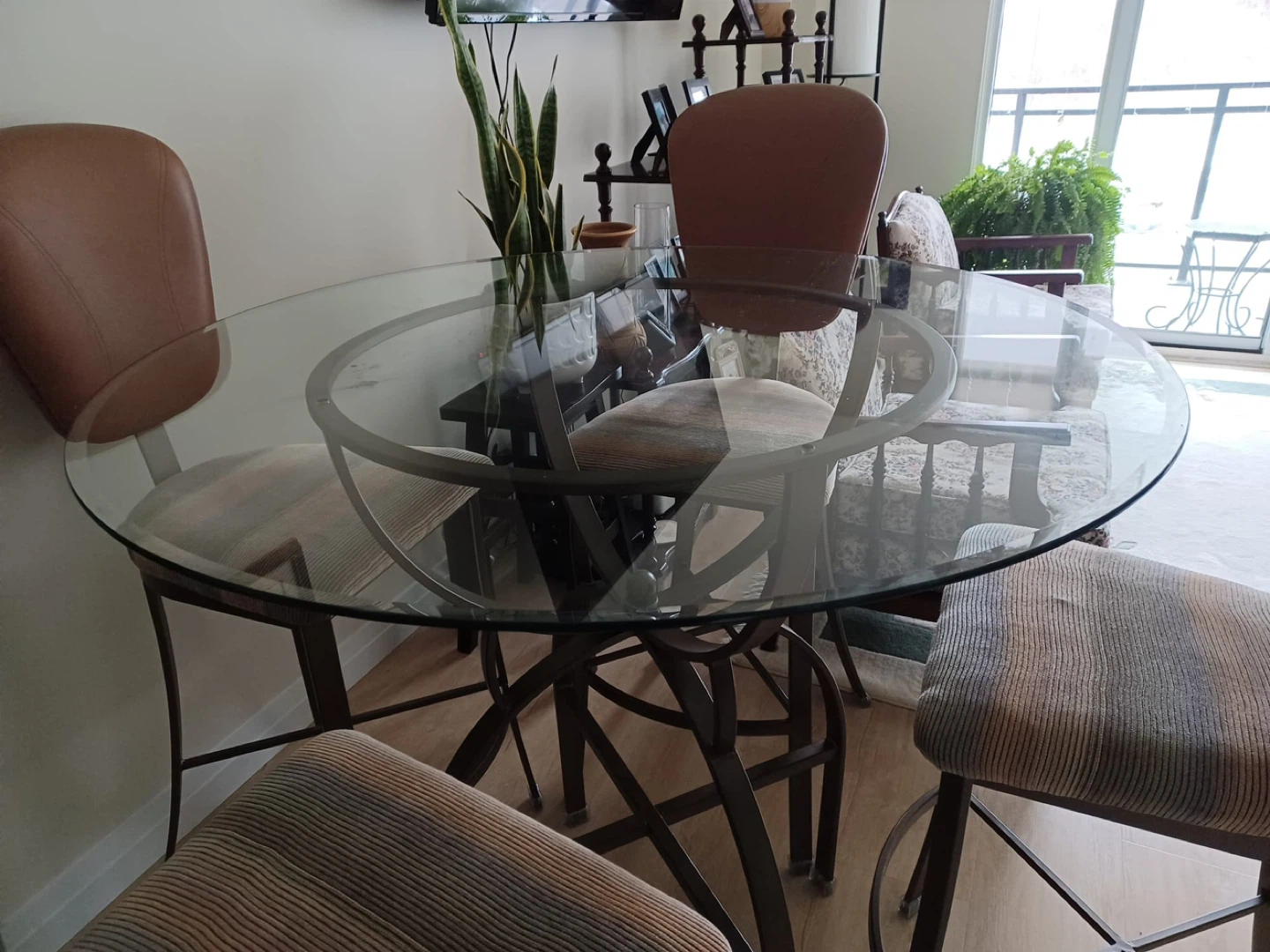 Glass top dining table with 4 chairs