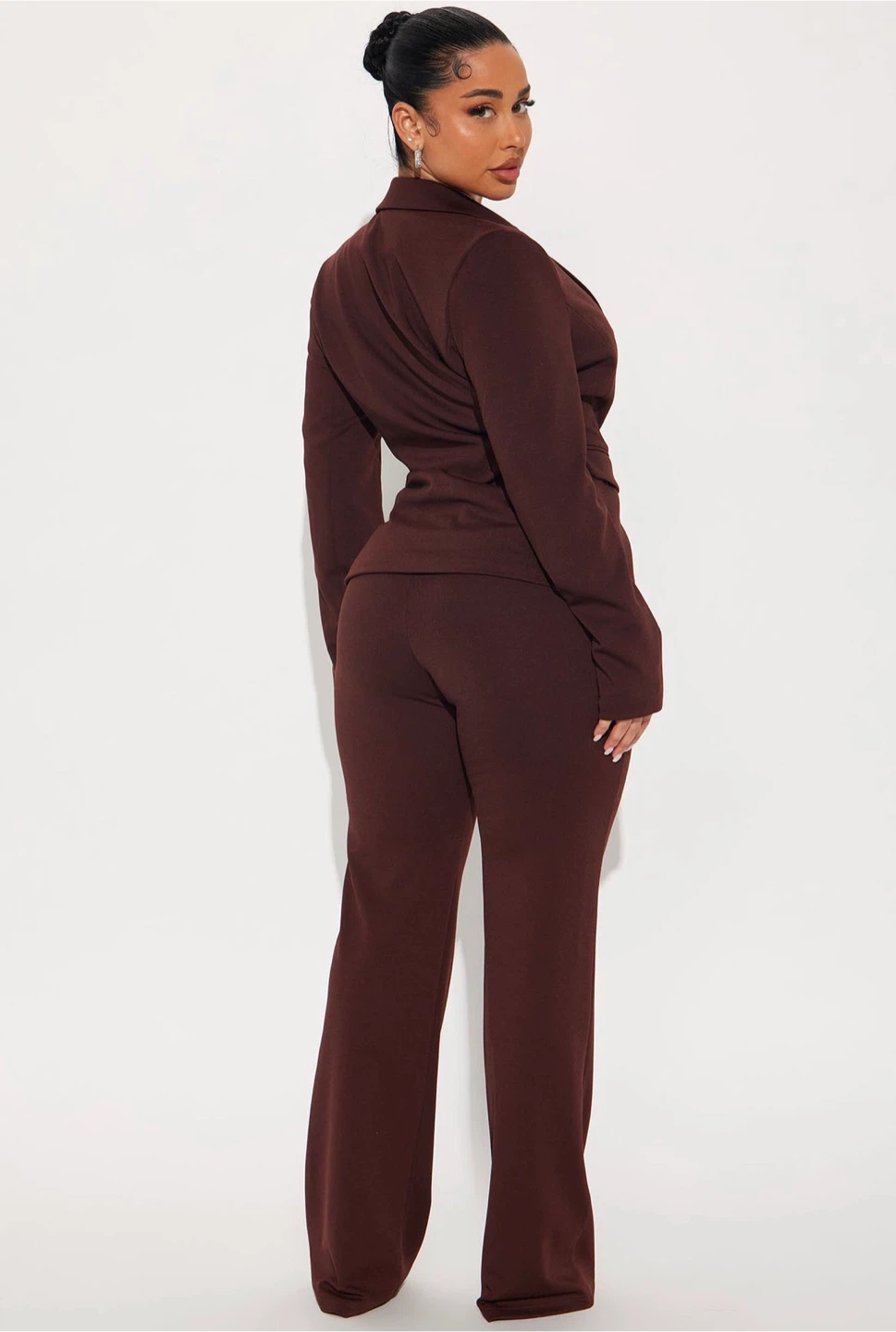 Women's Burgundy Blazer and Pants Set - photo 2