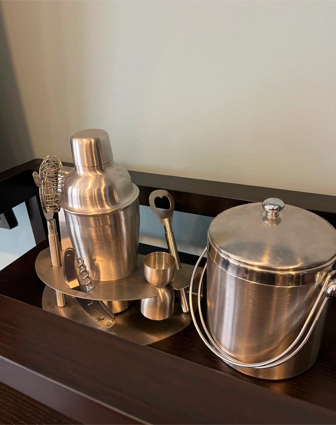 Stainless Steel Cocktail Shaker Set with Ice Bucket