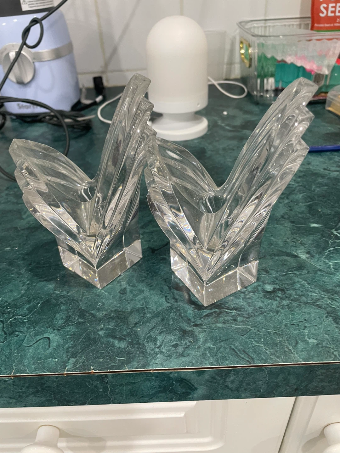 Set of 2 Crystal Vases candle holders