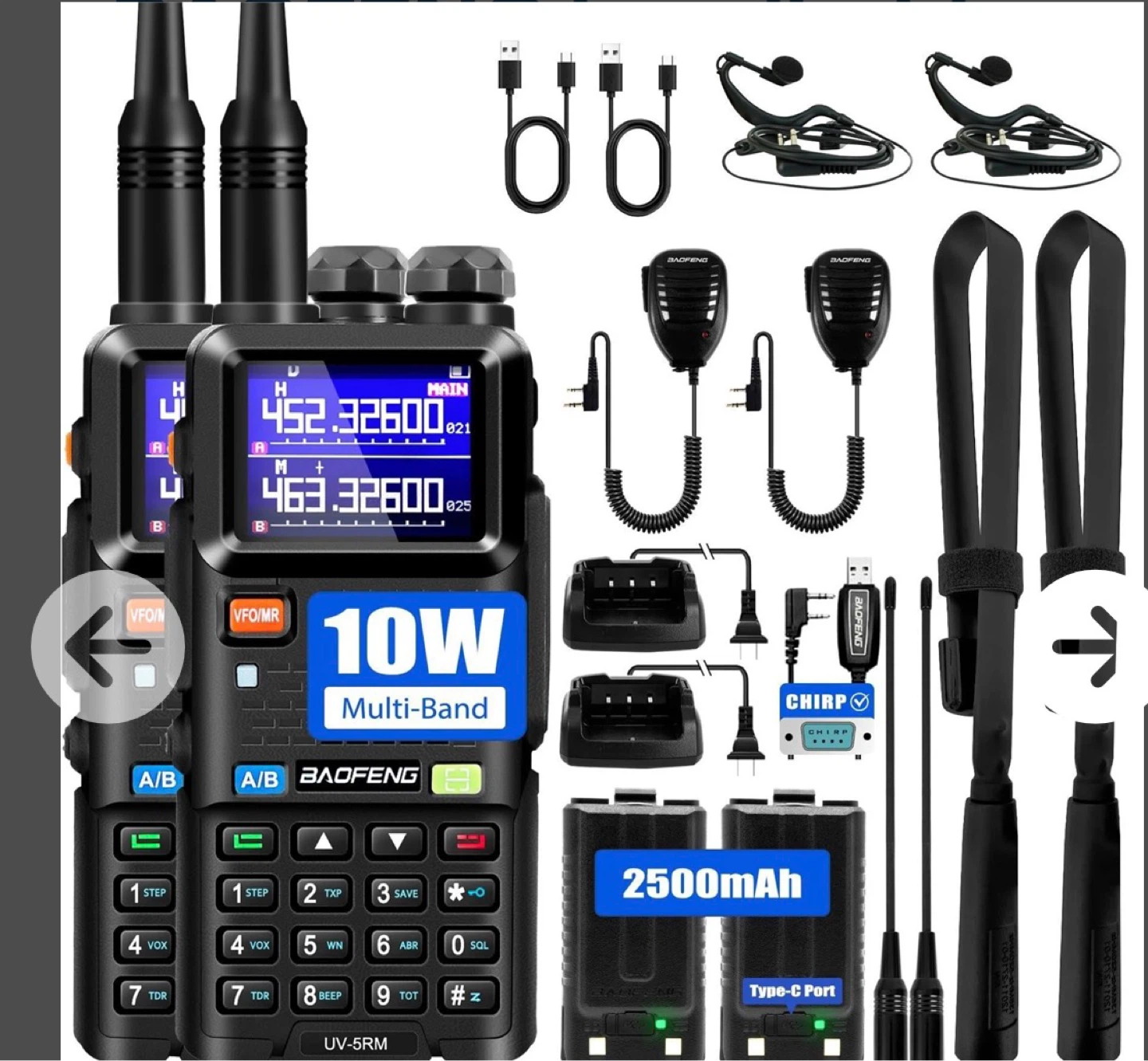 Baofeng UV-5RM 10W Multi-Band Two-Way Radio (2-Pack)