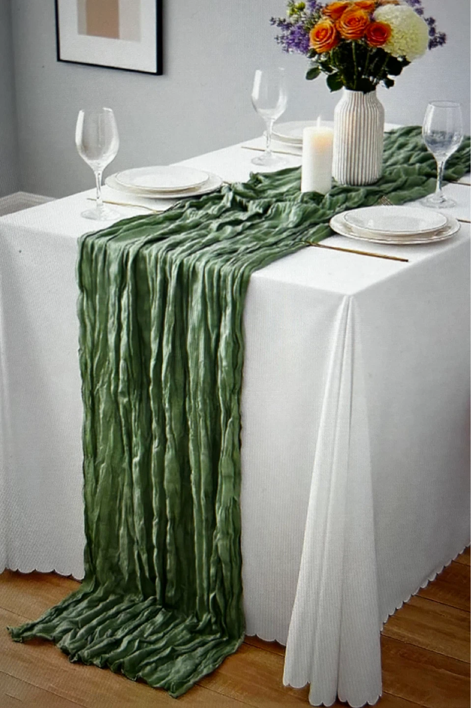 1 Green Table Runner (35x118inch) - photo 2